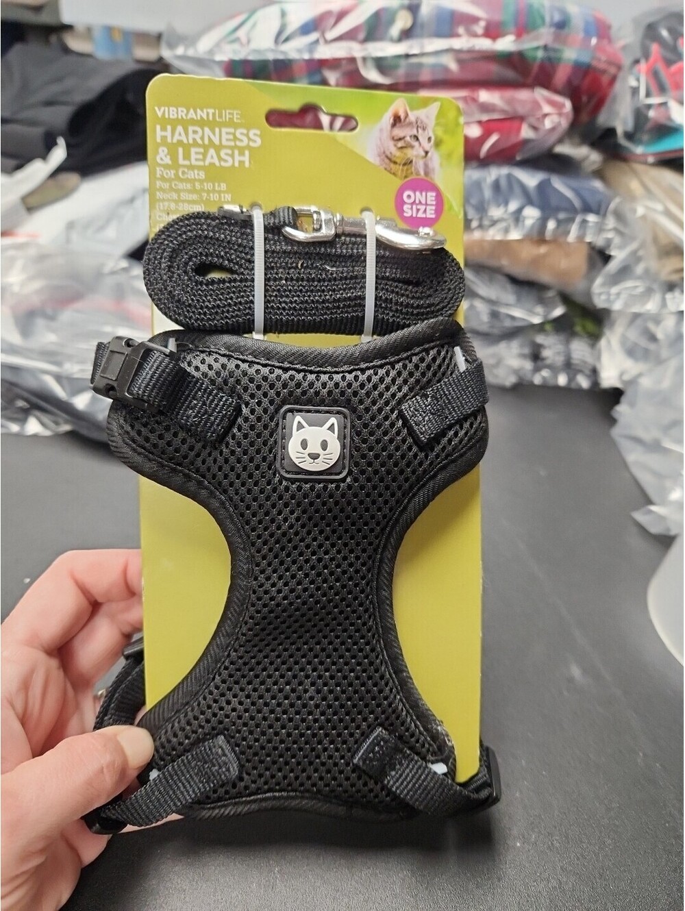 Vibrant Life Black Harness And Leash For Cats 5-10 Lbs One Size New